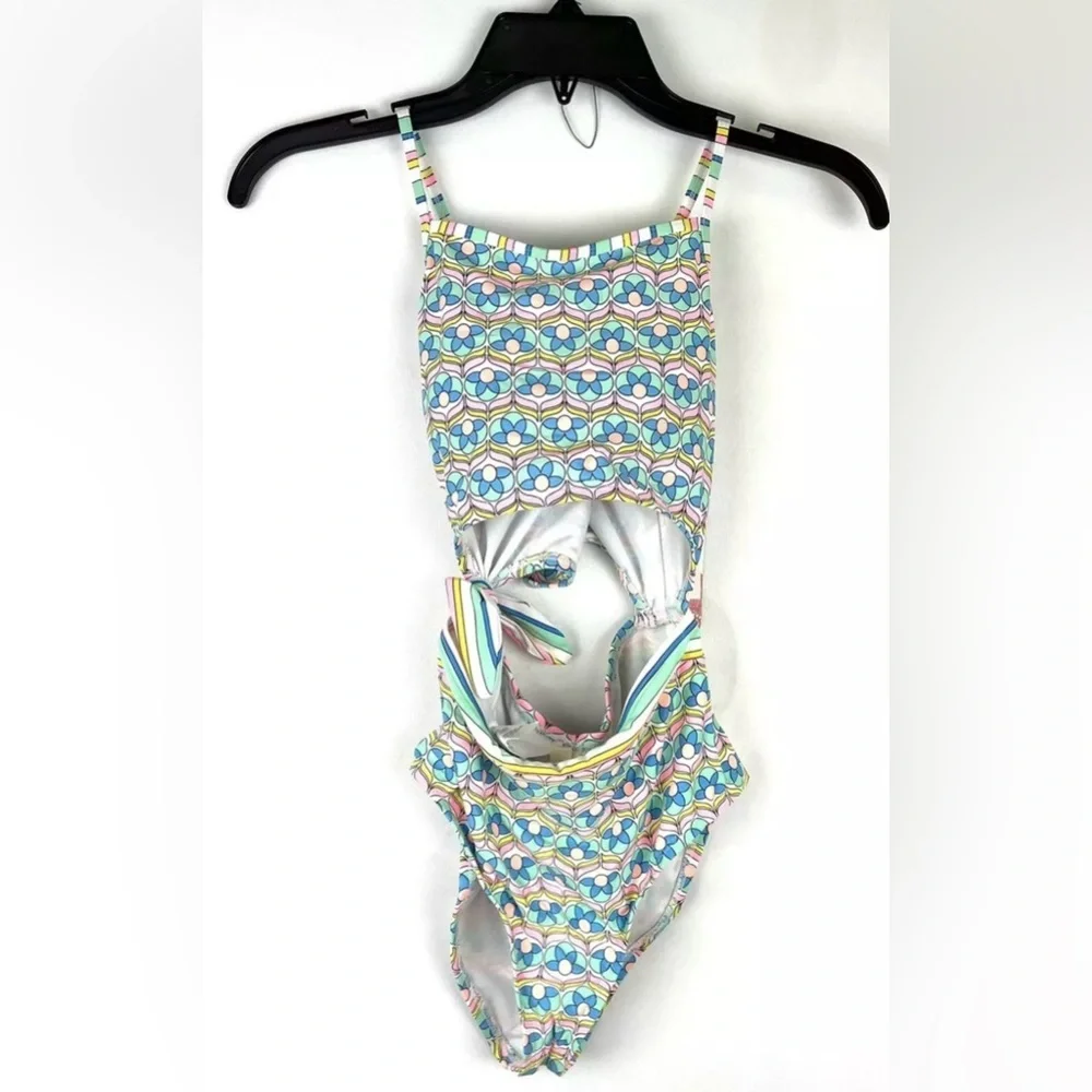 Hobie Girl’s Cutout One Piece Floral Swimsuit Size 14